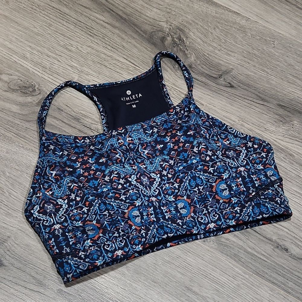 ATHLETA Navy Razorback Workout Sports Bra Tank - Picture 1 of 7
